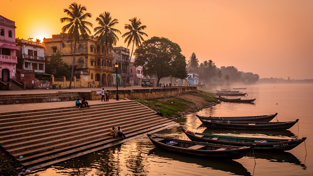Hooghly River ghat at sunset
