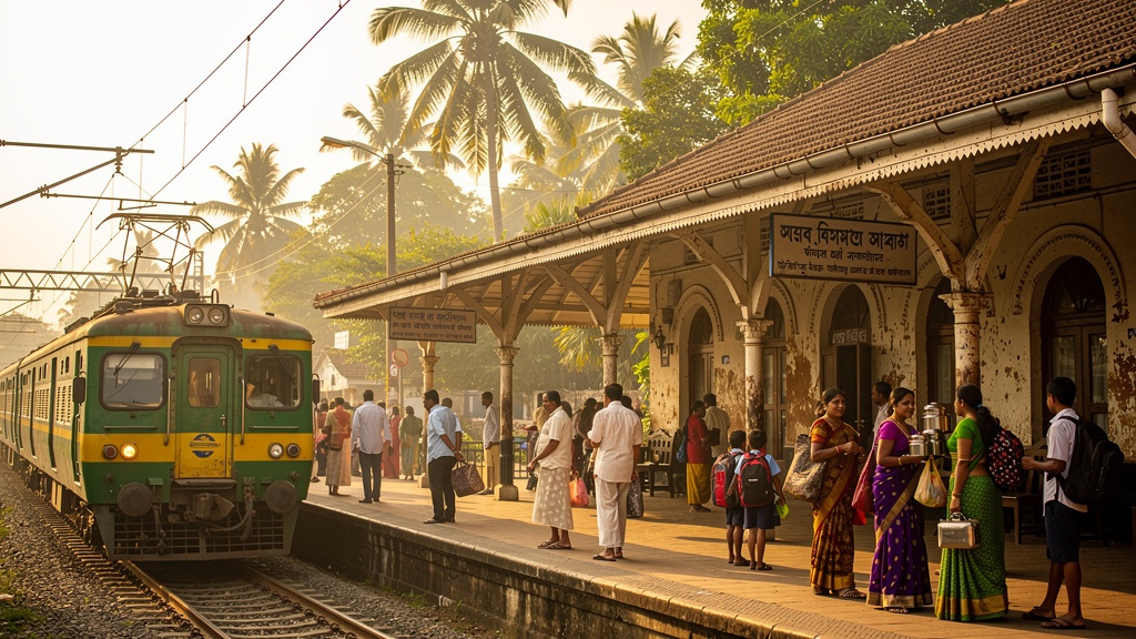 Local train at Uttarpara railway station